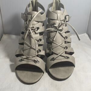 Bundle of two pairs of Paprika Gray Open Toe Strappy Zip Up Booties and pumps 9